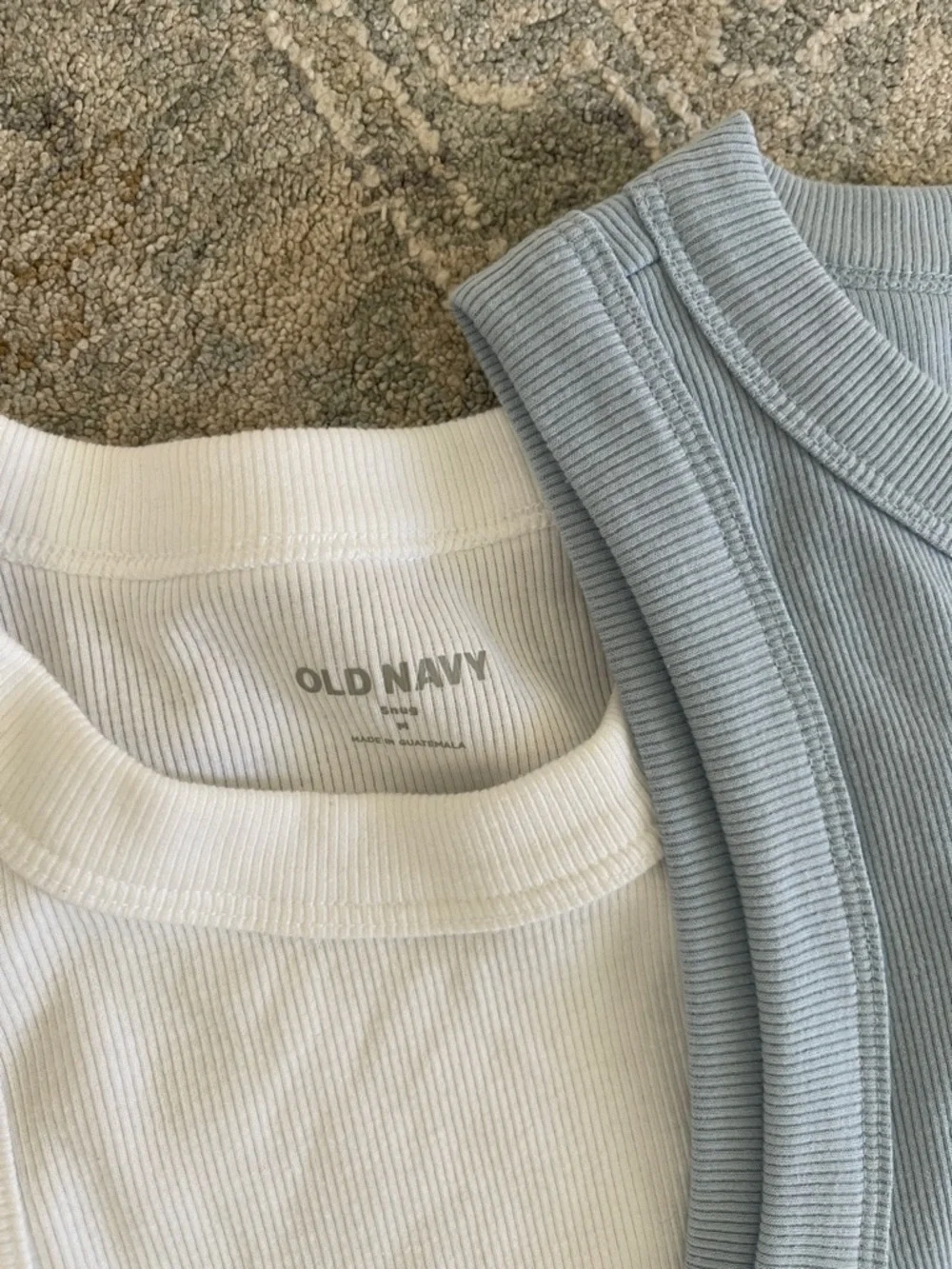 Old Navy Ribbed Tank Tops - White & Light Blue - Picture 3 of 3